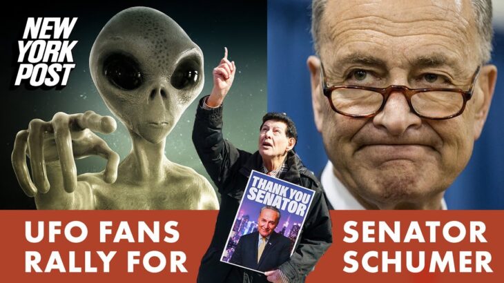 2024年 UFO rally in NYC thanks Senator Schumer for his alien activism